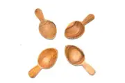 Set of 3 Olive Wood Leaf Spice/Coffee/Tea Scoops Spoons Handmade Africa Kenya