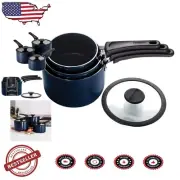 Versatile Non-Stick Saucepan Set - 6 Pieces with Silicone Handles and Glass Lids