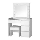 Dressing Table Set Stool 12 Led Bulbs White Artiss