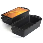 Telsida 2-in-1 Cast Iron Bread Loaf Pan Tin with Lid �C Dual Use Baking Dish with Ergonomic Handles, Pre-Seasoned for Oven Cooking