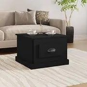 Black Coffee Table, 50x50x35 cm Engineered Wood,Small Coffee Tables for Small Spaces,Modern Retro Furniture with Drawer,Unique and Sturdy Short Coffee Table for Living Room and Accent Spaces