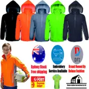 KIDS SHOWER PROOF WET WEATHER JACKET 100% NYLON OUTER SHELL LINED SLEEVES