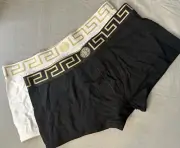 Versace Greco Boarder 2-Pack Black & White Trunks/Boxer Briefs Men Sz 8 (US XXL)