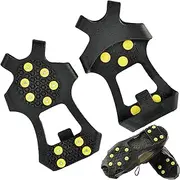[Generic] Hiking Grips,Non-Slip Gripper Cleats with 10 Steel Studs | Ice Cleats Crampons for Hiking Boots and Snow Shoes, Climbing Cleats Grippers for Men and
