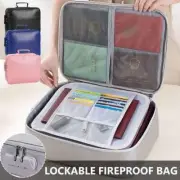 Large Fireproof Document Bag, File Storage Boxes w/ Lock Fireproof Document Box