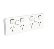 Clipsal Iconic Socket Skin - Quad 4 Gang Horizontal Vivid White Extra Removable Switch Apertures -3015/4XXC-VW