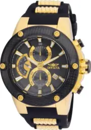Invicta Speedway 22401 51Mm Quartz Chrono Gold w/Black Silicone Men's Watch