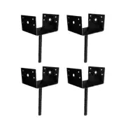 U Shape Ground Spike Post Anchor Metal 4x3.5 Inches for Deck Post Base 4 Pack