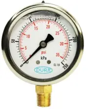 Dura LIQUID PRESSURE GAUGE 63mm R1/4" Thread*USA Brand- 250kPa, 400kPa Or 800kPa