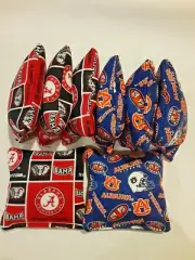 8 Cornhole Bag Set Corn Hole Toss Alabama Crimson Tide & Auburn Tigers