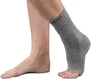 Vital Salveo-Open Toes Compression Ankle Sleeve/Brace with Germanium and Charcoal – Ankle Support Sock for Plantar Fasciitis, Sprained Ankle, Achilles Tendonitis, Foot Pain Relief, Running,Sports– Suitable for Day and Night Use(1PC)(Medium)