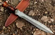 18" CUSTOM HANDMADE FORGED DAMASCUS STEEL ROMAN GLADIUS DAGGER SWORD+SHEATH