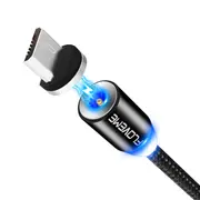 Micro USB LED Magnetic Braided Fast Charging Data Cable 2m For Redmi Note 5 Note 6 Pro S7 BLACK COLOR