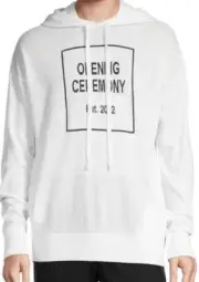 Opening Ceremony Box Logo Virgin Wool Knit Hoodie Pullover Bone Italy NWT S $410