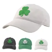 Vintage Washed Cotton Plain Baseball Caps Medium-Large White/Clover Logo