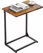 C-Shaped Side Table for Sofa Recliner Table with Metal Frame Home Office