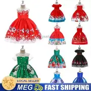 Kids Girls Princess Christmas Santa Claus Swing Dress Xmas Party Midi Dresses