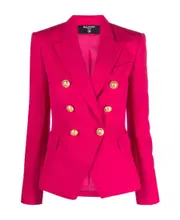 Balmain Double-Breasted Tailored Blazer FR38 Red