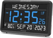 Digital Clock with Date and Day of Week - Large Calendar Clock for Seniors Elder