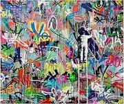 Banksy(1) Famous Oil Paintings Reproduction Giclee Canvas Prints on Canvas Artwork Pictures on Canvas Wall Art for Home Office Decorations(70x85cm,Unframed)