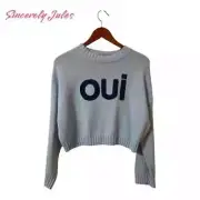 NWT Sincerely Jules Women M Oui Oversized Cropped Sweater Top in Light Blue