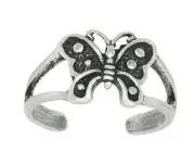Sterling Silver .925 Butterfly Toe Ring adjustable size | Made In USA