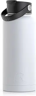 RTIC 32 oz Vacuum Insulated Bottle, Metal Stainless Steel Double Wall Insulation, BPA Free Reusable, Leak-Proof Thermos Flask for Water, Hot and Cold Drinks, Travel, Sports, Camping, White