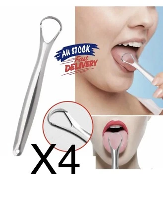 4X Stainless Steel Tongue Tounge Cleaner Scraper Dental Care Oral Hygiene Mouth