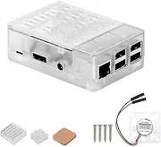 GeeekPi Case for Raspberry Pi 3 Model B+ (B Plus), with Cooling Fan and 3PCS Heatsinks for Raspberry Pi 3/2 Model B (Not Include Raspberry Pi Board) (Clear)