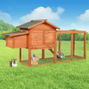 Rabbit Hutch Chicken Coop, Large Outdoor Wooden Pet House with Nesting Box