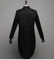 Men Tailcoat Tuxedo Suit Trousers Set, Men's Tuxedo Trousers Suit With Bow Tie BLACK L