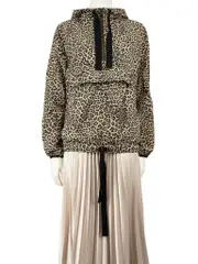 Brown Lila Hooded Leopard Shell Jacket