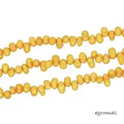 Freshwater Pearl Baroque Oval Dancing Top Drilled 3x5mm Golden Yellow #66112