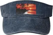 [RLDOBOFE] Sun Visor Hat Adjustable Empty Top Baseball Cap Palm trees at dusk Sun Hats for Women Men Sports Hats Summer Beach Cap