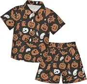 [Caihoyu] Big Boy Short Sleeve Button Down Tops + Shorts Set Toddler Kids Baby Boys Summer Clothing