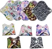 Minkissy Bamboo Charcoal Towel Pads 7pc Reusable Menstrual Pads Wings Washable Panty Liners Super Absorbent Breathable
