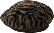 [BESTYASH] Warm Zebra Grain Pattern Beanies for Women Fashion Beret Cap Plush Beret Hat Winter Beret for Lady Coffee