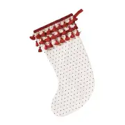Sweetheart Polka Dot Christmas Stocking with Tassels 20"x12"