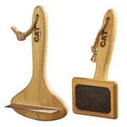 CAT By Dr Lisa Pet Grooming Bamboo Rake 17cm & Slicker Bamboo Comb Brush 15cm