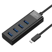 Cruxtec 4 Port USB Hub with USB-C Input -- Data Transfer Rate up to 5Gbps - Plug & Play [CU3-H4-BK]