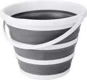 Collapsible 10L Bucket with Handle for Indoor and Outdoor Use, Gray/White