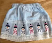 Gymboree Skirt Toddler Girl Blue Knit Snowmen Holiday Christmas NWT Sz 5T