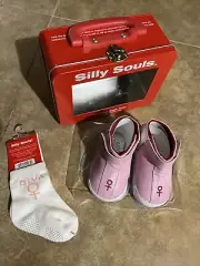 Silly Souls Diva Baby Girls Boots Pink 6-12 Months And White Socks O-1 Year, NWT