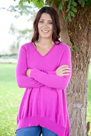 V Neck Swing Hem Pull Over--JUM-35611050