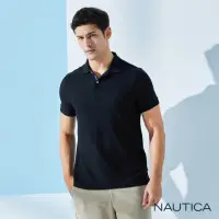 在飛比找momo購物網優惠-【NAUTICA】男裝 經典素色吸濕排汗短袖POLO衫(黑色