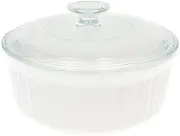 [CorningWare] FS5 1.5qt/1.4L Round French White Casserole Dish & G-5C French White 1.5qt Fluted Glass Lid