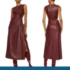 Jonathan Simkhai Size 4 Toni Vegan Leather Burgundy Red Cut Out Midi Dress NEW