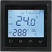 Intelligent Digital Display Thermostat 16A Floor Heating Temperature Controller with Screen NTC Temperature Sensor Temperature Switching 220V Electric Heating Control Black