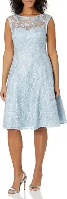 Adrianna Papell Women's Embroidered Midi Cocktail Dress, 8