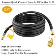 12FT Propane Hose Gas Line Quick Connect Adapter RV to Grill QC 1/4" Converter